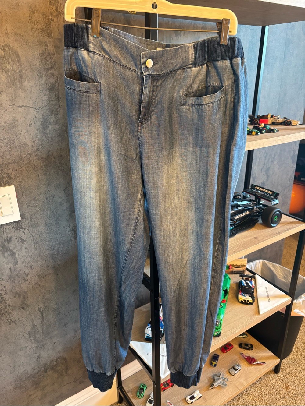 Standards & Practices Denim-Look Trousers in Medium Blue